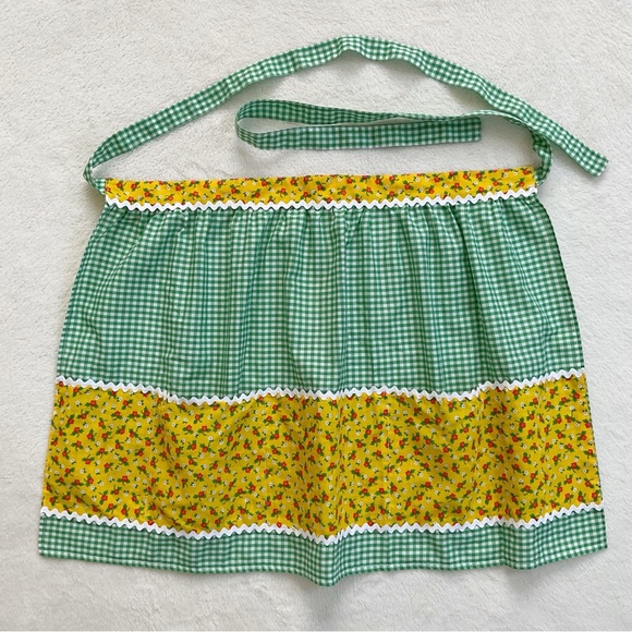 Vintage Other - Vintage Handmade Cotton Gingham Ric Rac Apron